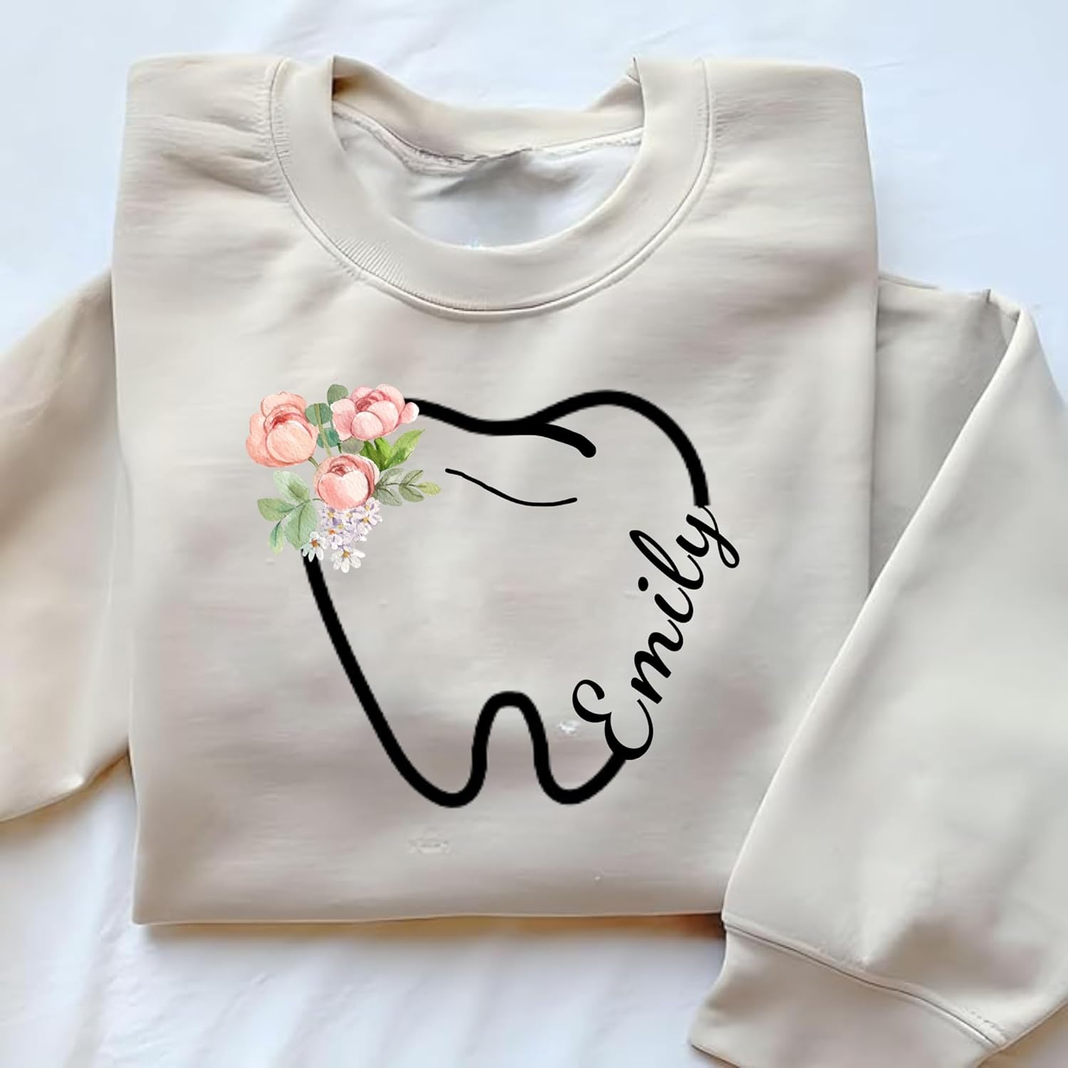 Suseaz Personalized Dentist Embroidered Sweatshirt Dental Assistant Shirt Gift Dental Hygienist Crewneck Graphic Pullover