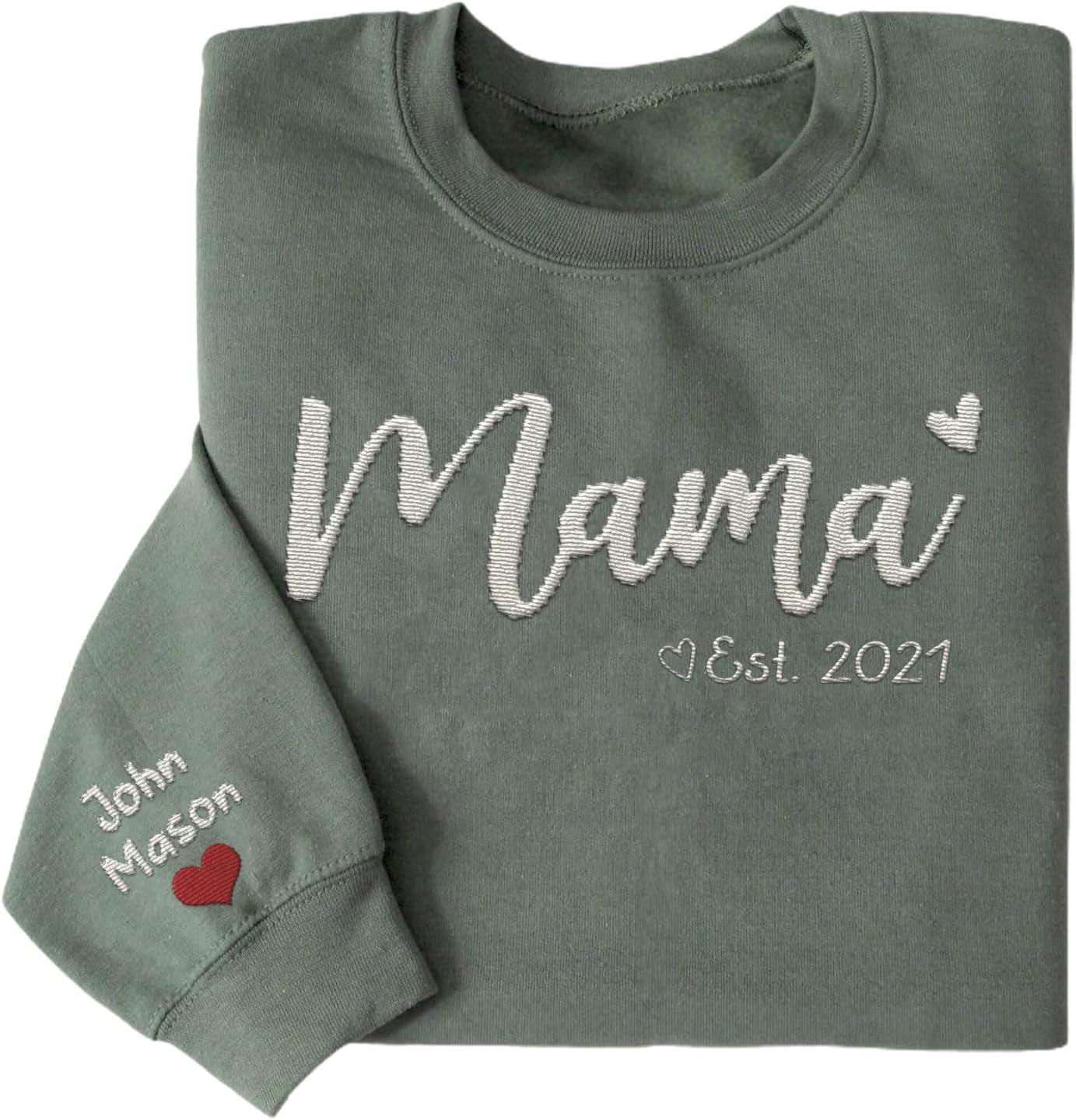 Custom Mama Crewneck Sweatshirt Personalized Mom Est 2024 Sweater with Kids Names Customized Gifts for Mothers Day (Cotton, SS30)
