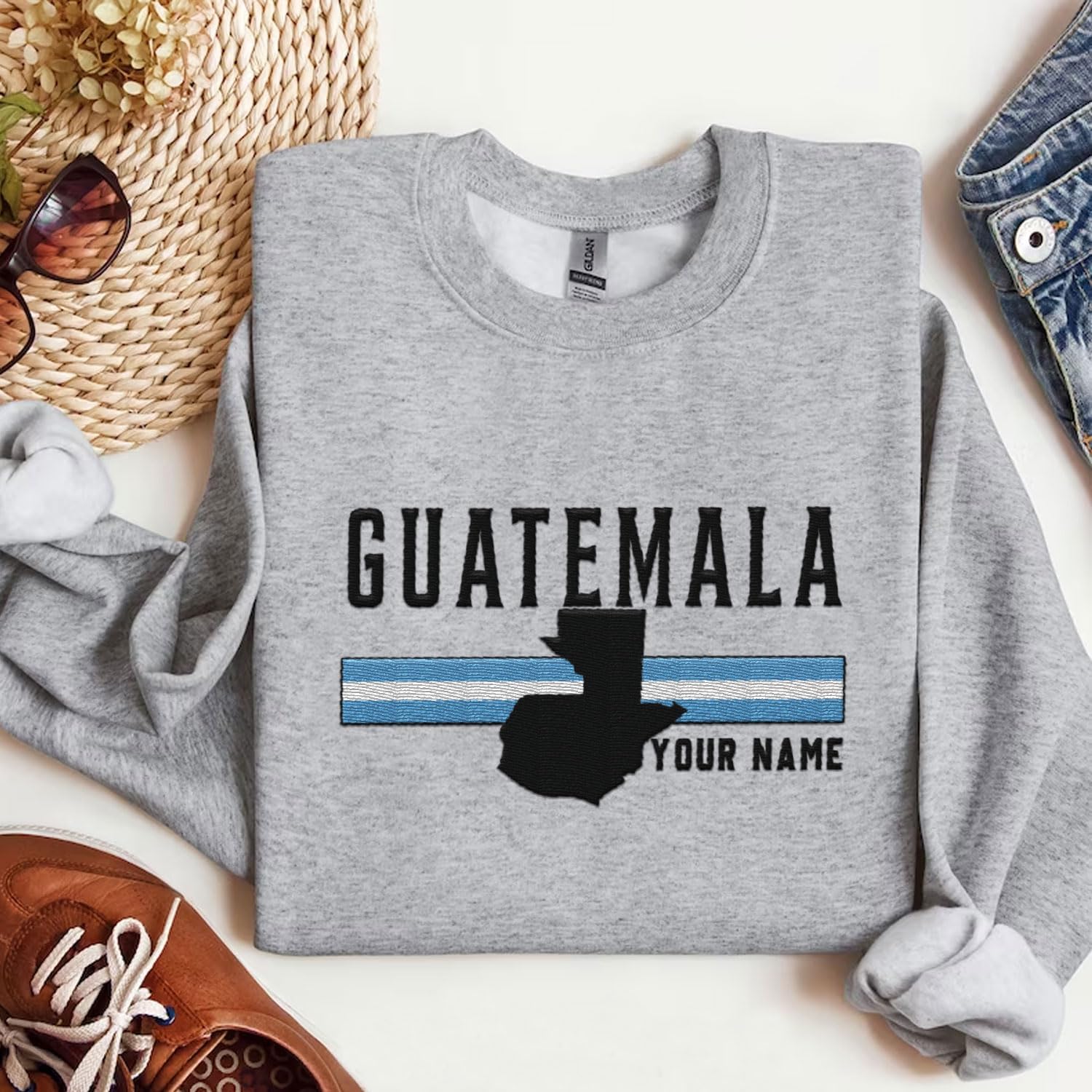 Mostprints Personalized Guatemala Embroidered Sweatshirts, Guatemala Camisas Guatemala Flag Shirts, Guatemalan Pride Hoodies