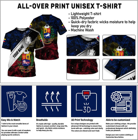 Royal Fight Personalized Coat of Arms Shirt with Venezuela Flag - Pride Shirts for Men & Women