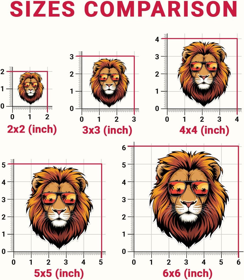 3Pcs Cool Lion with Sunglasses Sticker, Lion Face Bumper Sticker, Lion Head Stickers, Animals Vinyl Sticker Decal, Funny Leo Sticker - Sticker for Laptop Water Bottle Phone Hard Hat 3" (Lion 1)