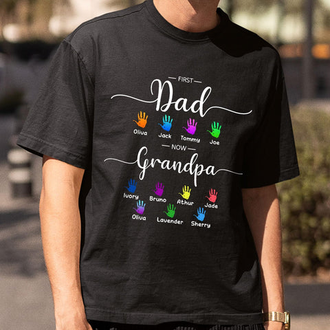 Personalized Dad Shirt, Custom Dad Grandkids Name Shirt, Birthday Christmas Fathers Day Dad Grandpa Gift