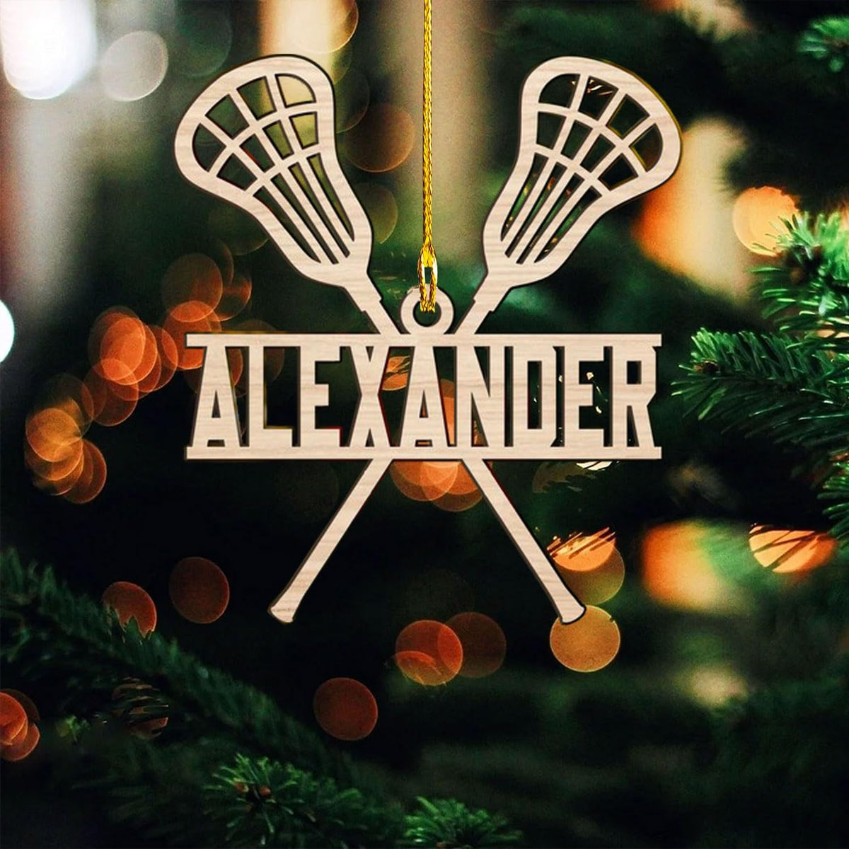 HomeDesign Personalized Lacrosse Ornament, Lacrosse Amor Shape Flat Ornament, Lacrosse Helmet Ornaments, Gifts for Lacrosse Lovers, Lacrosse Players, Lacrosse Christmas Ornament (LA 14)