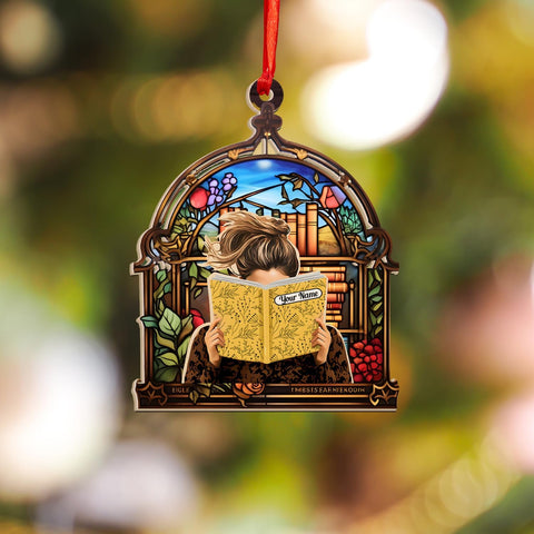 MAPrints Personalized Book Lovers Heart Ornament, Reading Book Xmas Suncatcher Ornament 2024, Bookshelf Ornament Gift for Her Librarian 2D Flat Printed Wood Book Lovers Ornament (Book 6)