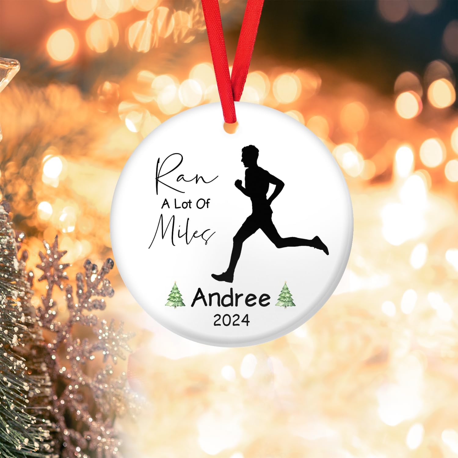 Personalized Running Ornament, Half Marathon Runner Ornament, Cross Country Christmas Ornament, Track and Field Christmas Ornaments for Runners Girl Shoes Ornament Gift for Athletes Running Man (RN20)