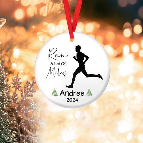 Personalized Running Ornament, Half Marathon Runner Ornament, Cross Country Christmas Ornament, Track and Field Christmas Ornaments for Runners Girl Shoes Ornament Gift for Athletes Running Man (RN20)