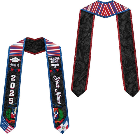 Pretyprints Custom Dominican Sash Graduation, Dominicans Flag Graduation Sash 2025, Dominican Republic Graduation Stole