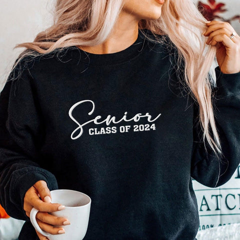 AOVL Personalized 2024 Embroidered Sweatshirt - Graduation Class Of 2024 Senior Class Embroidered Sweatshirt