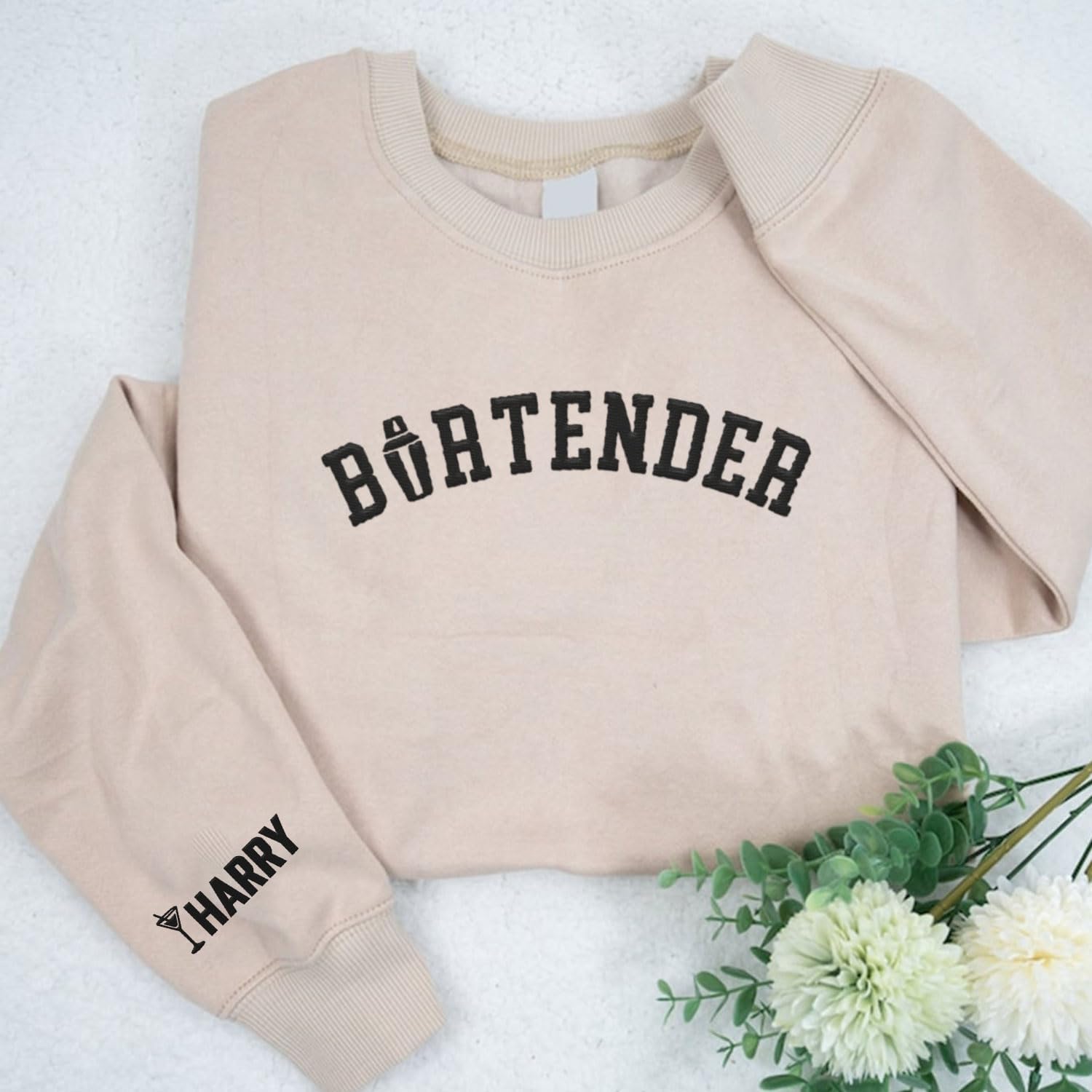 MAPrints Personalized Bartender Embroidered Sweatshirt, Funny Bartending Gift For Bartender Barista Shirt Cocktail Sweatshirt