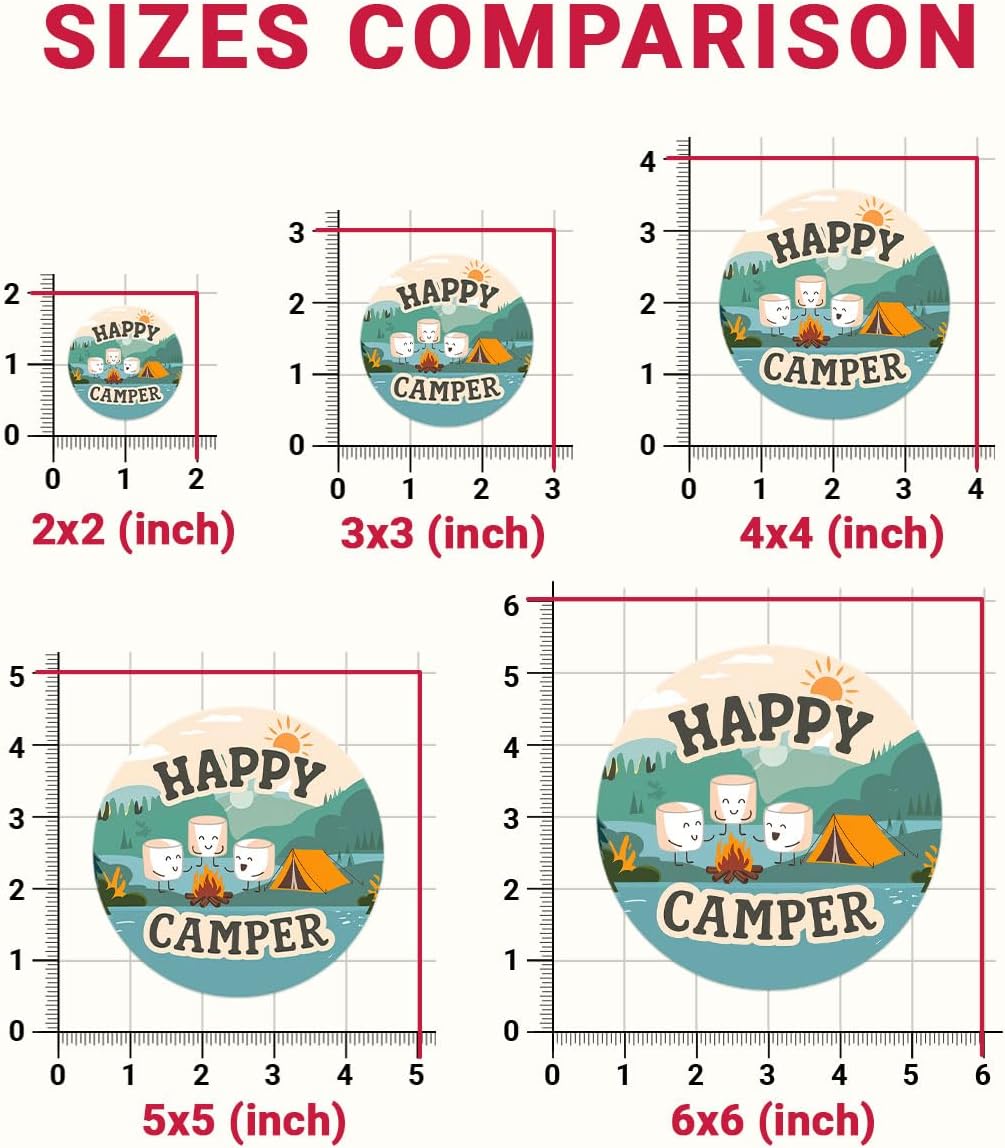 (3 Pcs) Happy Camper Marshmallows Sticker, Camping Stickers, Camp Stickers, Camping Decals for Laptop, Water Bottle, Tumbler, Phone Case, Hard Hat, Helmet, Gifts 3"x3"