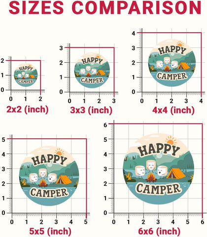 (3 Pcs) Happy Camper Marshmallows Sticker, Camping Stickers, Camp Stickers, Camping Decals for Laptop, Water Bottle, Tumbler, Phone Case, Hard Hat, Helmet, Gifts 3"x3"
