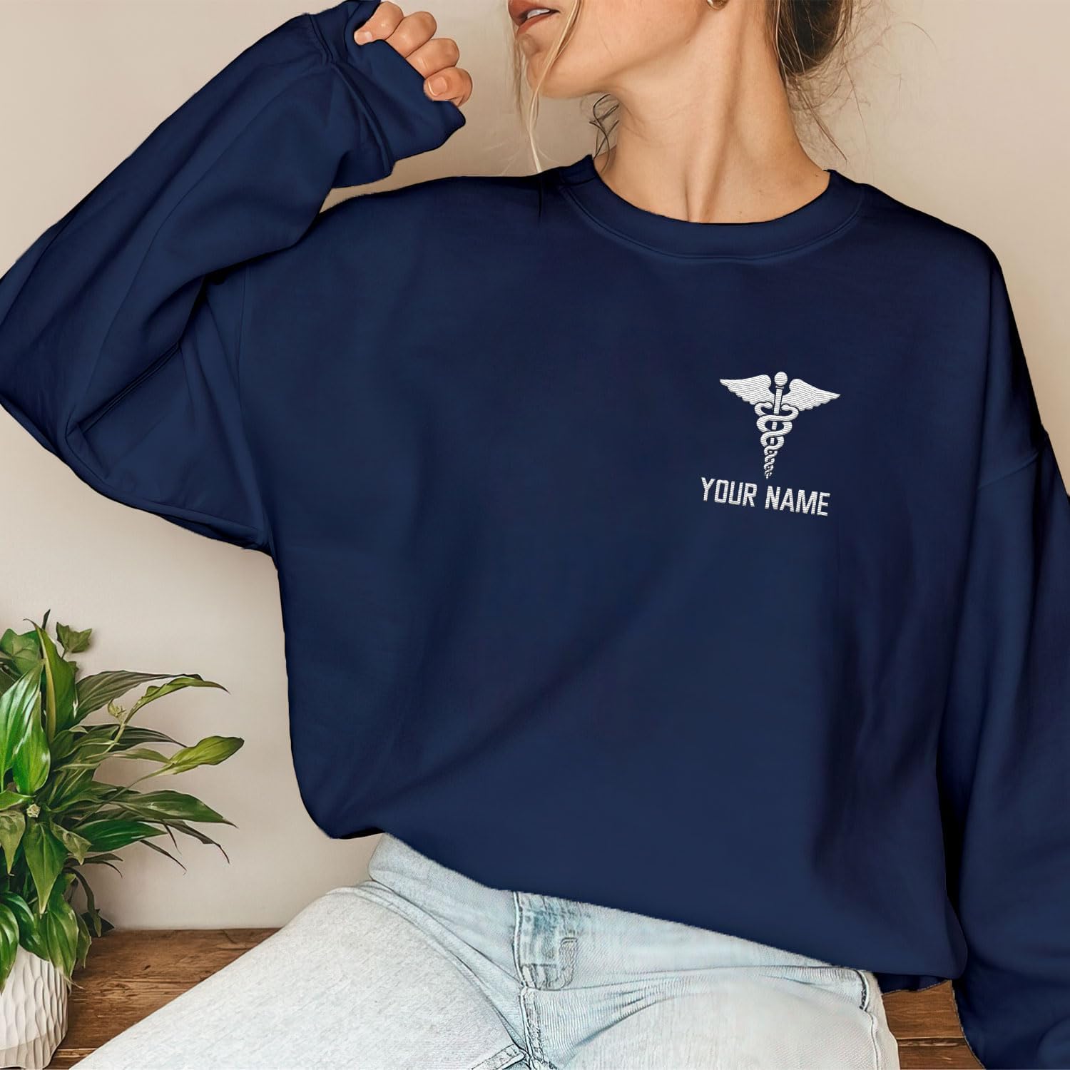 Leeprints Personalized Nurse Sweatshirts, Embroidered Custom Name, Nurse Sweatshirts For Women, Nurse Sweatshirt, Nurse Gifts