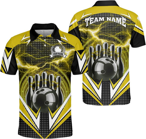 Ligthuy Personalized Name Bowling Polo Shirts 3D for Men and Women, Bowling Shirt, Bowling Shirts for Men Team Bowling Shirt