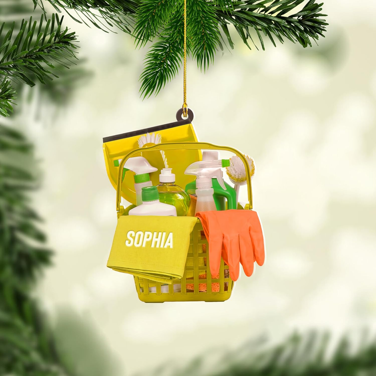 Personalized Housekeeping Ornament, Cleaning Tools Ornaments, Washing Cleaner Ornament Cleaning Lady Christmas Ornament Gifts for Cleaning Service Housekeeping Uniform Gift for Housekeeper (Hk23)