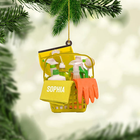 Personalized Housekeeping Ornament, Cleaning Tools Ornaments, Washing Cleaner Ornament Cleaning Lady Christmas Ornament Gifts for Cleaning Service Housekeeping Uniform Gift for Housekeeper (Hk23)