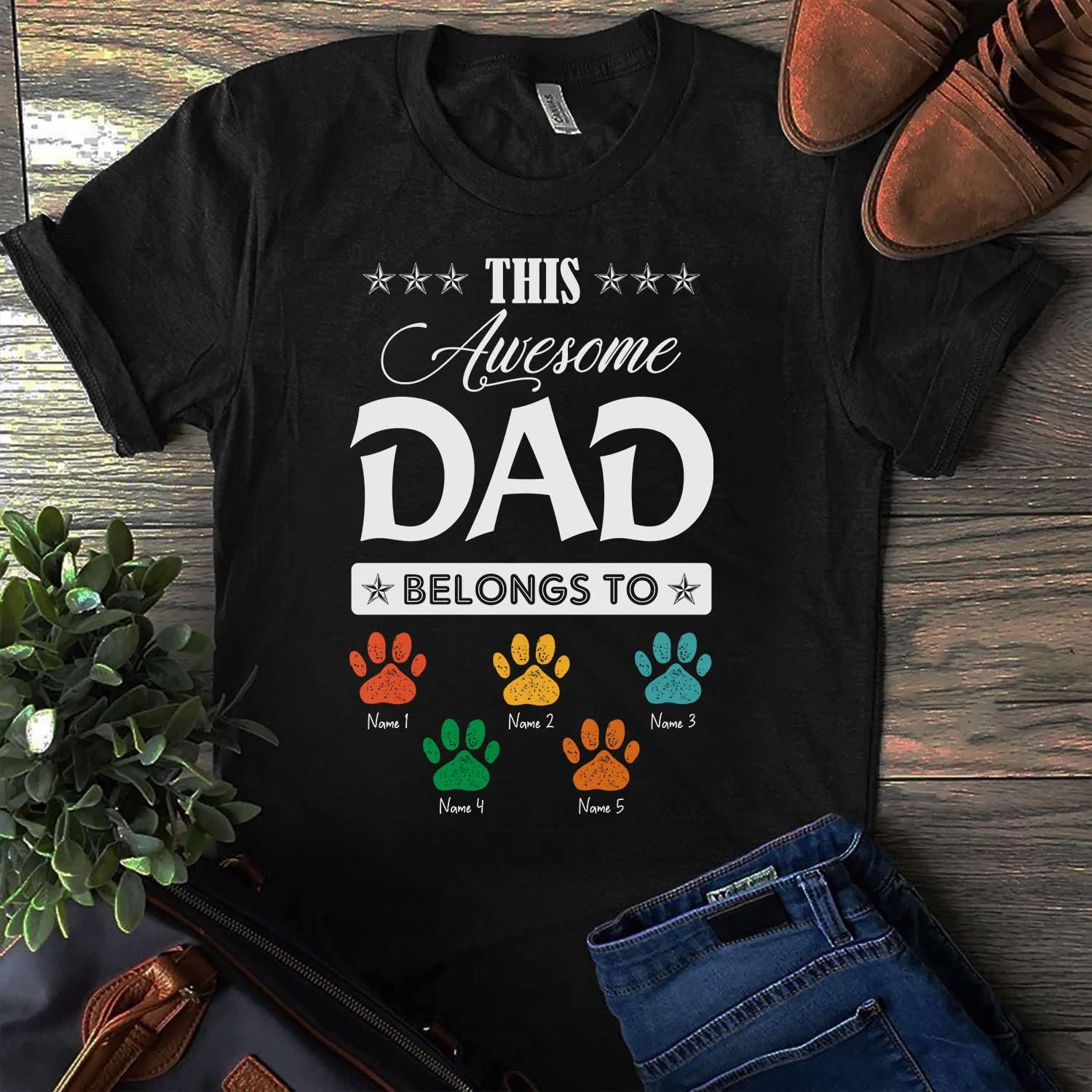 Personalized Dog Dad Shirts for Men, Best Dog Dad Ever Tshirt Gifts Fathers Day, Custom Funny Dogfather T-Shirt (TS20)