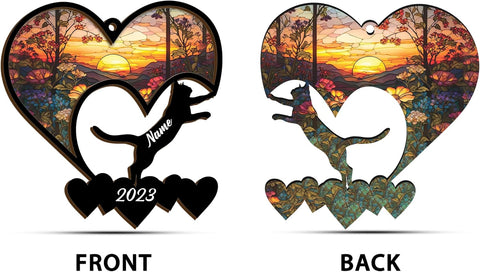 Personalized Cat Ornaments For Christmas Tree, Custom Cat Christmas Suncatcher Ornament 2024, Gift For Christmas Cat Lovers Cat Memorial Ornament, Cat Hanging Ornament Cat On The Moon (CAT 5)