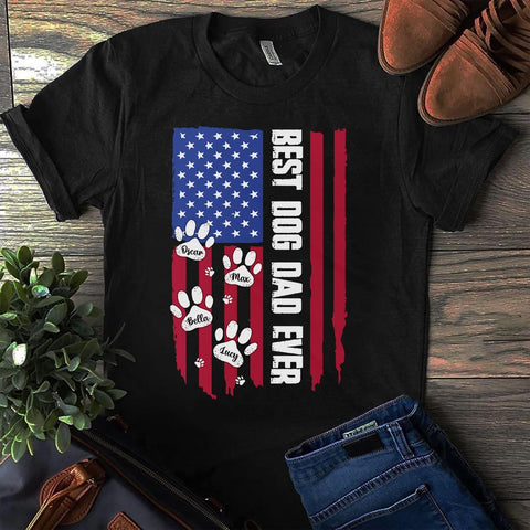 Personalized Dog Dad Shirts for Men, Best Dog Dad Ever Tshirt Gifts Fathers Day, Custom Funny Dogfather T-Shirt (TS15)