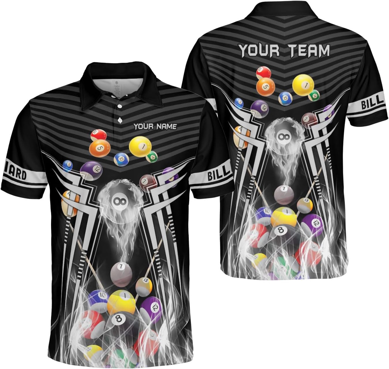 Custom Billiard Polo Shirts for Men Women Personalized Name Team 8 Ball Shirt Billiards Apparel Pool 3D Tshirts Gifts Players
