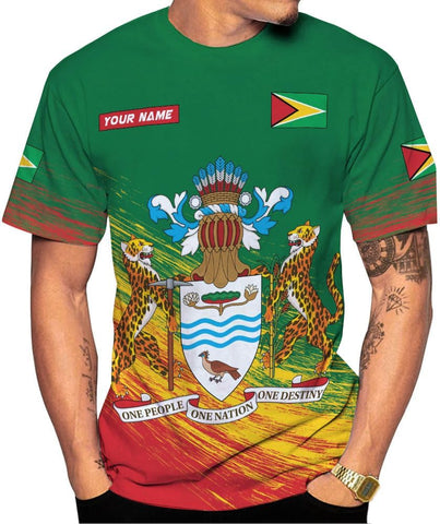 MoonArt Personalized Guyana Shirts - Guyanese Coat of Arms Flag 3D