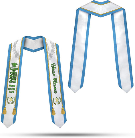 Personalized NAME Guatemala Graduation Stole, Custom Guatemalan FLAG Sash 2025
