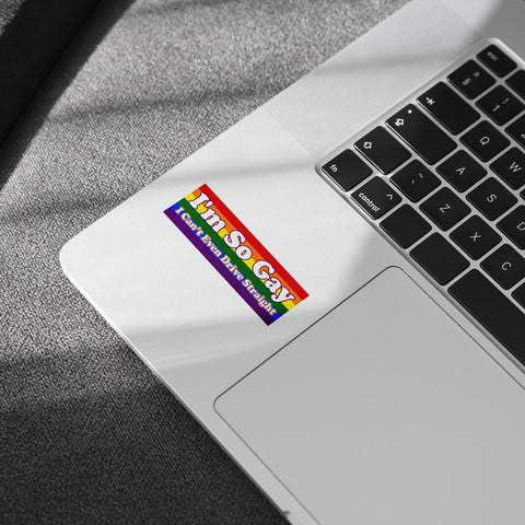 3Pcs I'm So Gay I Can't Even Drive Straight Vinyl Sticker, I'm So Gay Sticker, Rainbow LGBT Stickers, LGBT Flag Pride Bumper Decal, Gay Proud Sticker- Sticker For Laptop Water Bottle Phone Hard Hat 3"