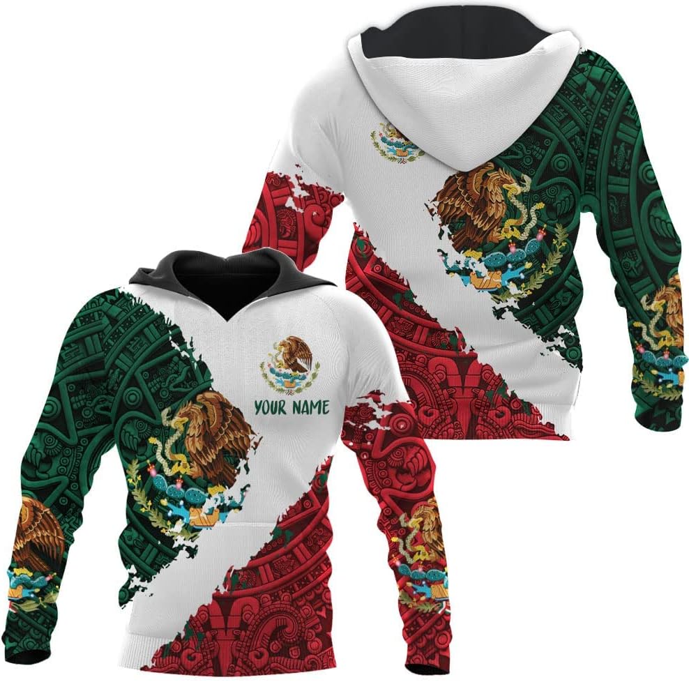 Personalized Name Mexican Hoodie 3D, Customized Mexican Hoodies for Men, Unisex Mexico Hoodie, Mexico Hoodies for Men 1