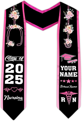 Pretyprints Custom Nurse Sash Graduation, RN Graduation Stole Gifts for Friends Nursing Student Senior Class Of 2025