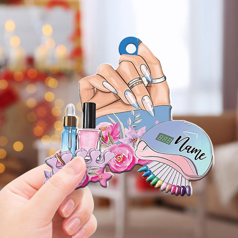 AOVL Personalized Nail Ornament,Nail Technician Ornament, Nail Technician Ornaments, Makeup Ornaments Makeup Christmas Ornament, Nail tech Gifts, Nail Technician Gifts (Nail 1)