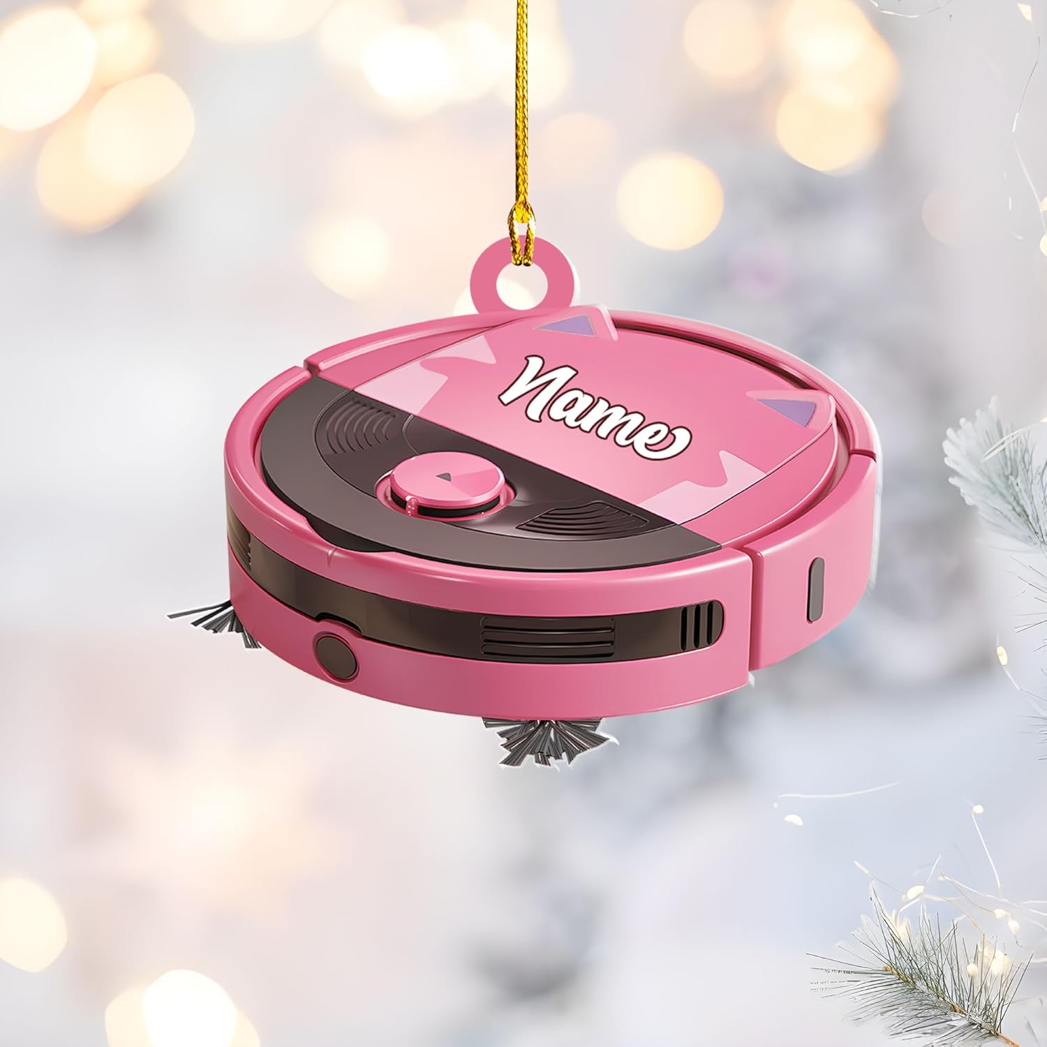 Customized Vacuum Cleaner Christmas Ornament, Cleaning Tools Ornament for Christmas Tree, Gift for Housewife Housekeeper, Holiday Xmas Tree Hanging Decor for Mom Woman Wife (Acrylic, Style 5)