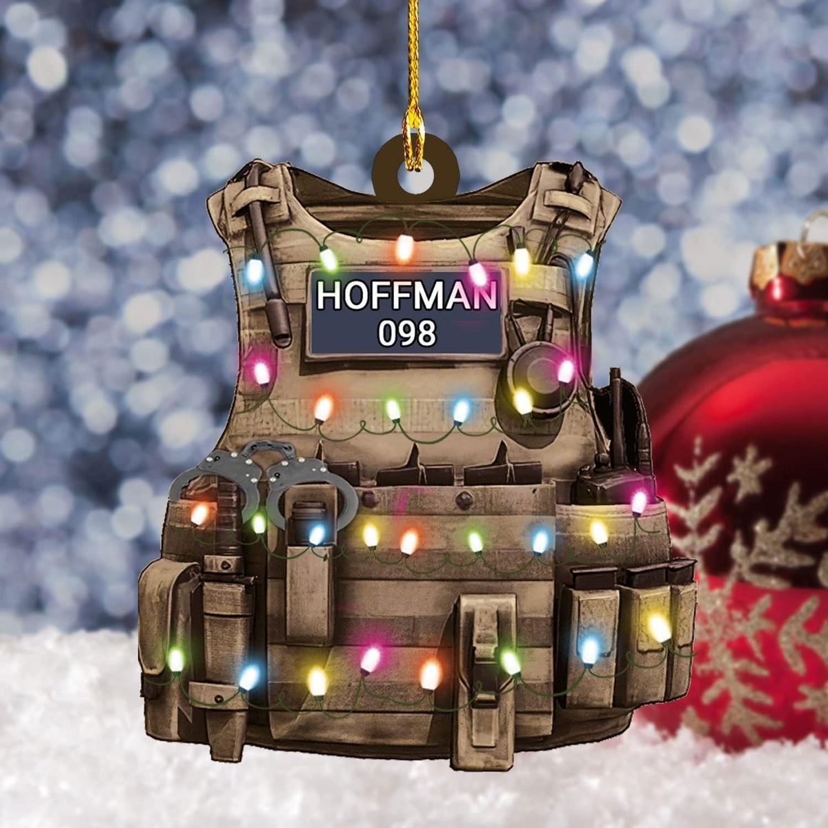 Personalized Christmas Police Ornament with Name, Custom Police Gifts, Police Christmas Birthday Gift for Men Dad, Police Ornaments for Christmas Tree Hanging Decorations Gift Police