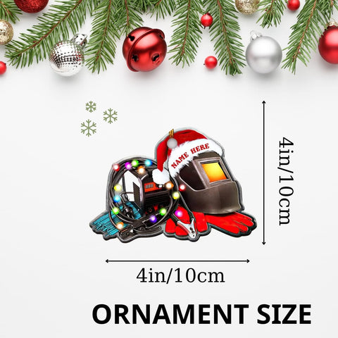 MoonArt Personalized Christmas Welder Ornament with Name, Custom Welder Gifts, Welder Christmas Birthday Gift for Men Dad, Welder Ornaments for Christmas Tree, 2D Acrylic Wood Ornament (WD5)