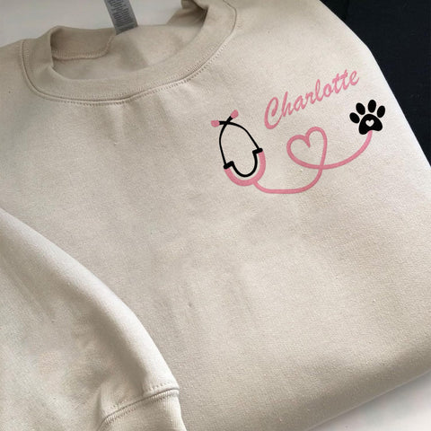 Personalized Veterinarian Embroidered Sweatshirt, Custom Vet Tech Shirt, Veterinary Technician Week Gifts, Veterinary Gifts