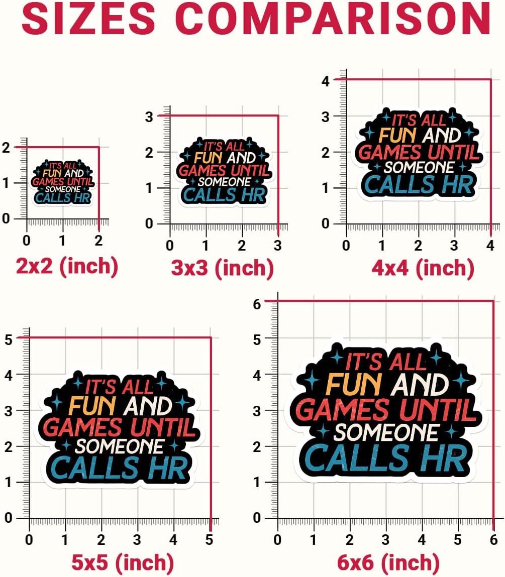 3Pcs It's All Fun and Games Until Someone Call HR Sticker Funny HR Stickers HR Quote Human Resources Gift Someone Call HR Decal for Laptop Water Bottle Toolbox Phone Car Gifts 3"x3"
