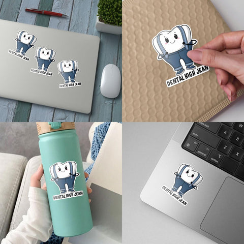 (3pcs) Dental High Jeans Sticker, Dental Hygiene Sticker, Teeth Sticker Gift for Dentist Sticker Die-Cut Waterproof Vinyl Sticker Laptop Water Bottle Window Phone Helmet
