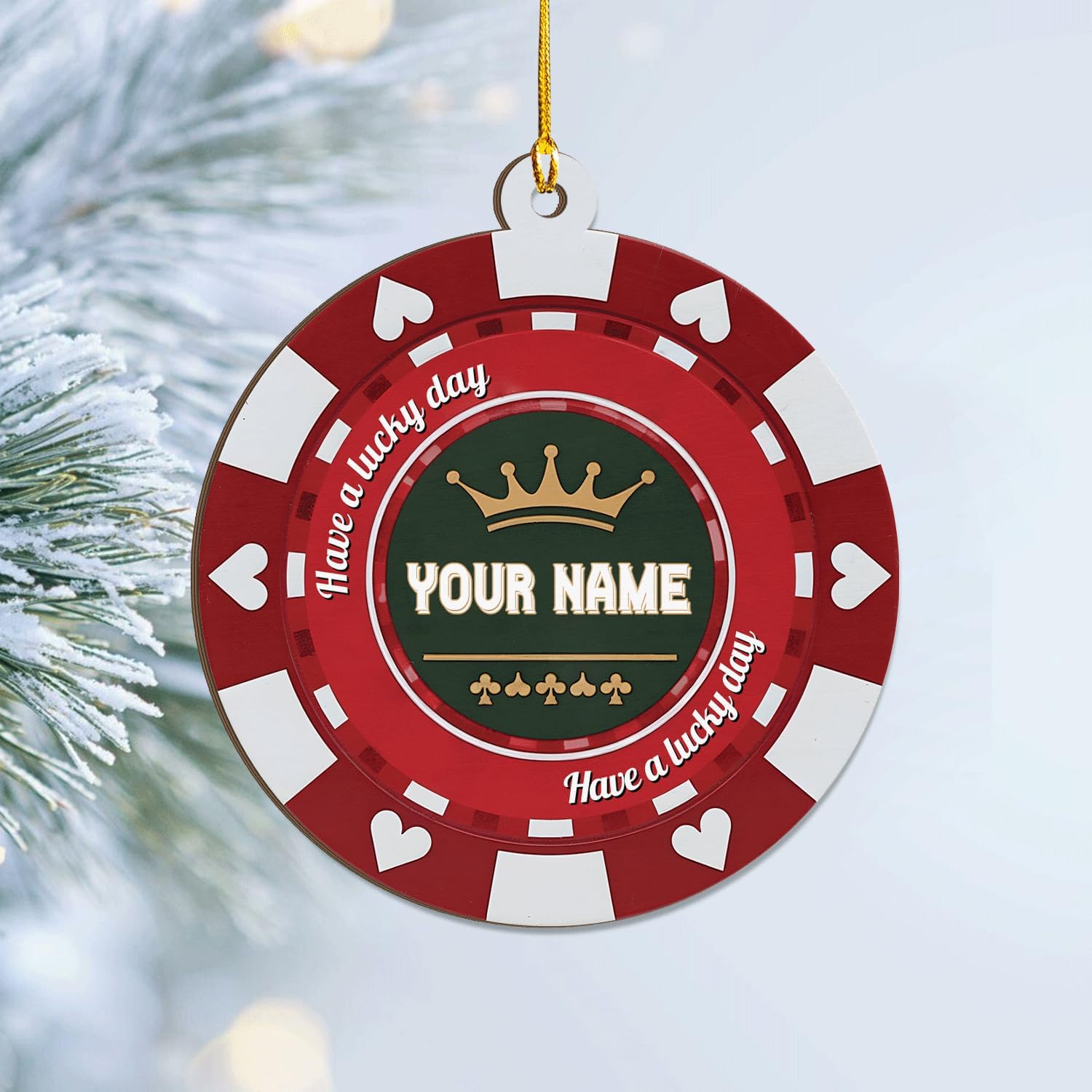 MAPrints Personalized Poker Christmas Ornament 2024, Poker Player Ornament, Sport Keepsake Present, Playing Cards Deck Wood Game Ornaments, Poker Aces Cards Chips Gambling Ornament (PK 5)