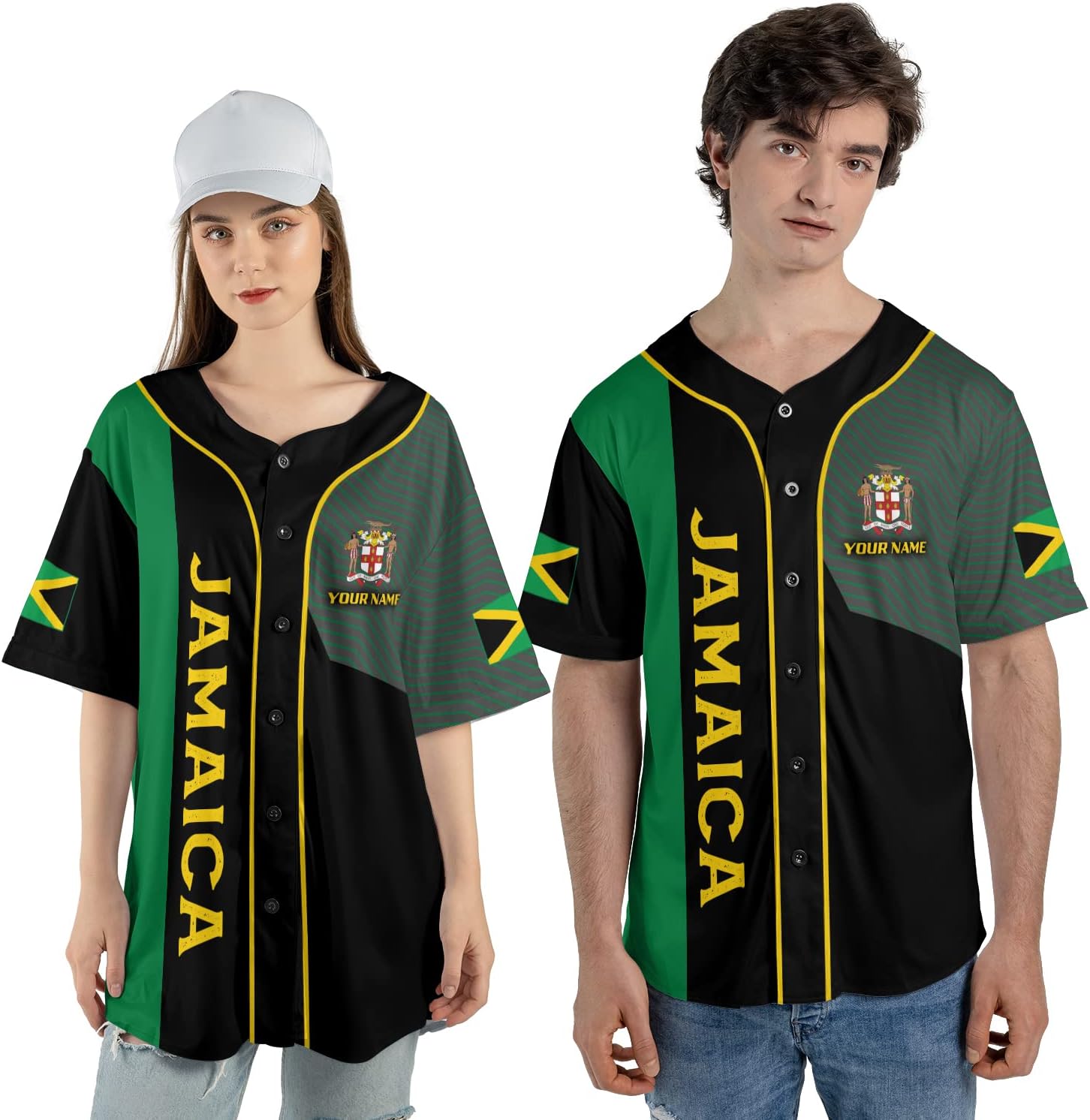 Leprints Personalized Jamaica Baseball Jersey Shirt, Custom Team Name Jamaican Baseball Jersey for Men, Women