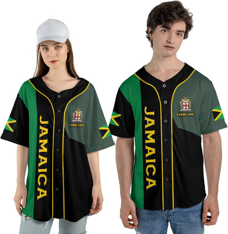 Leprints Personalized Jamaica Baseball Jersey Shirt, Custom Team Name Jamaican Baseball Jersey for Men, Women