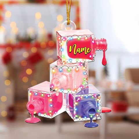 AOVL Personalized Nail Ornament,Nail Technician Ornament, Nail Technician Ornaments, Makeup Ornaments Makeup Christmas Ornament, Nail tech Gifts, Nail Technician Gifts (Nail 4)