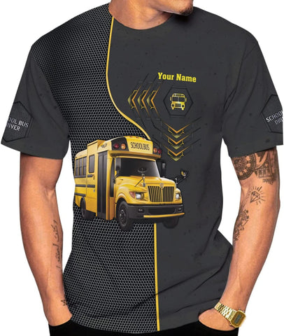 Personalized School Bus Driver Shirt Custom School Bus Driver Shirts Yellow Bus Driver 3D T Shirts Tshirt for Men and Women (Style 7), Large-5X-Large