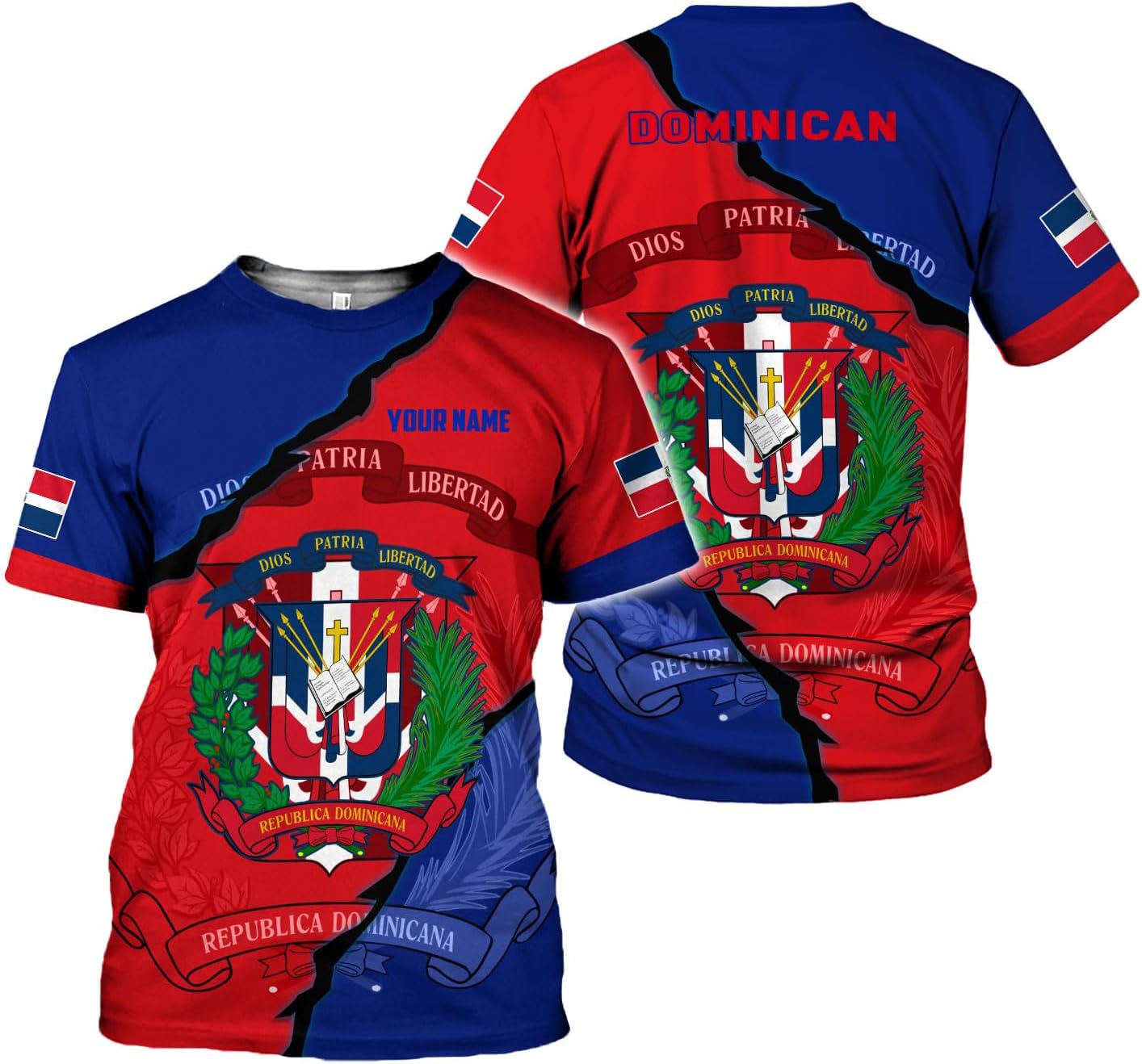 Mostprints Personalized Dominican Shirt 3D, Dominican Republic Shirts, Dominican Flag Unisex Republica Dominicana Shirt S-5XL