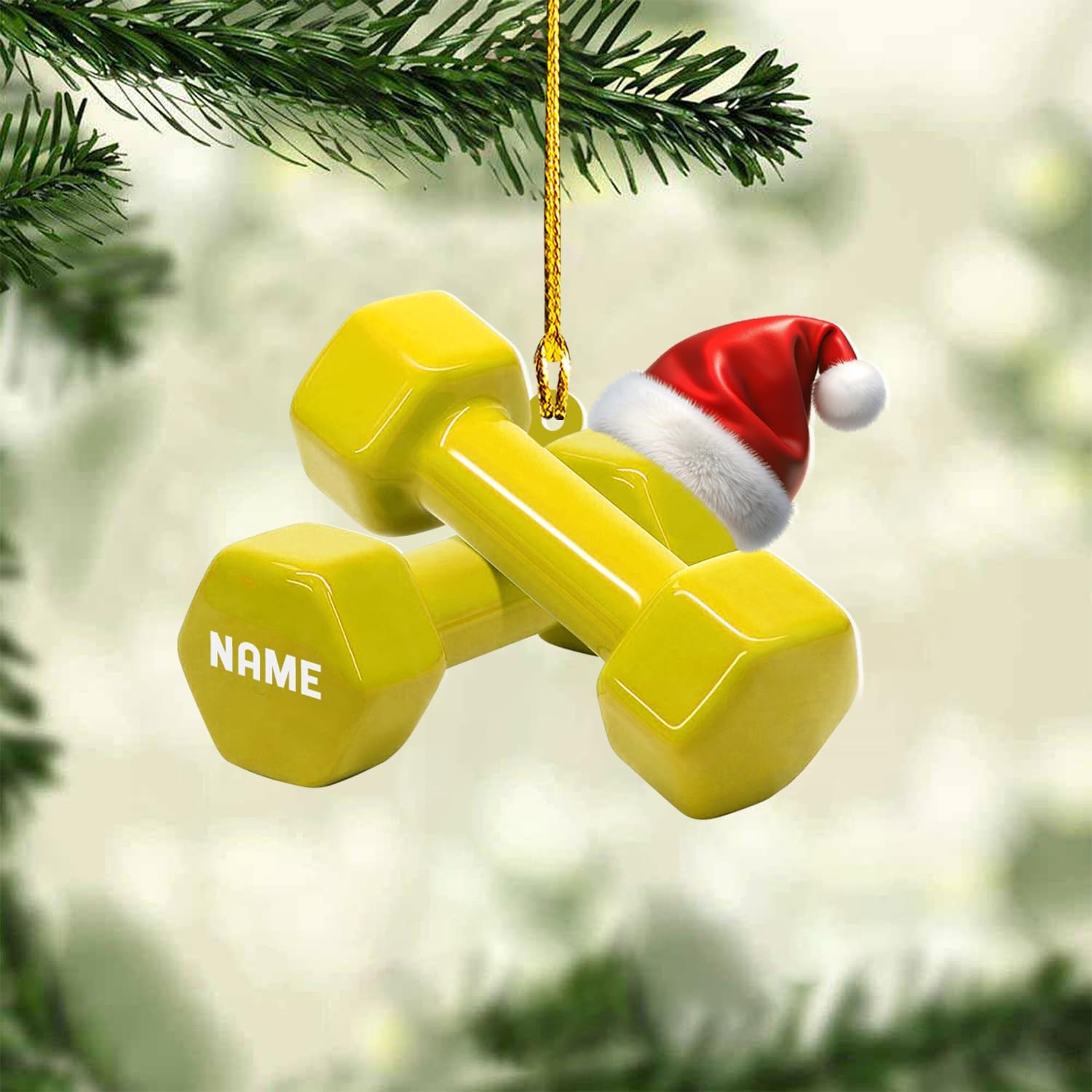 AOVL Personalized Weight Plate Ornament Weight Ornament Fitness Gift for Gym Ornament Merry Liftmas Christmas Hanging Ornaments Weight Plates Ceramic Ornament (DF4)