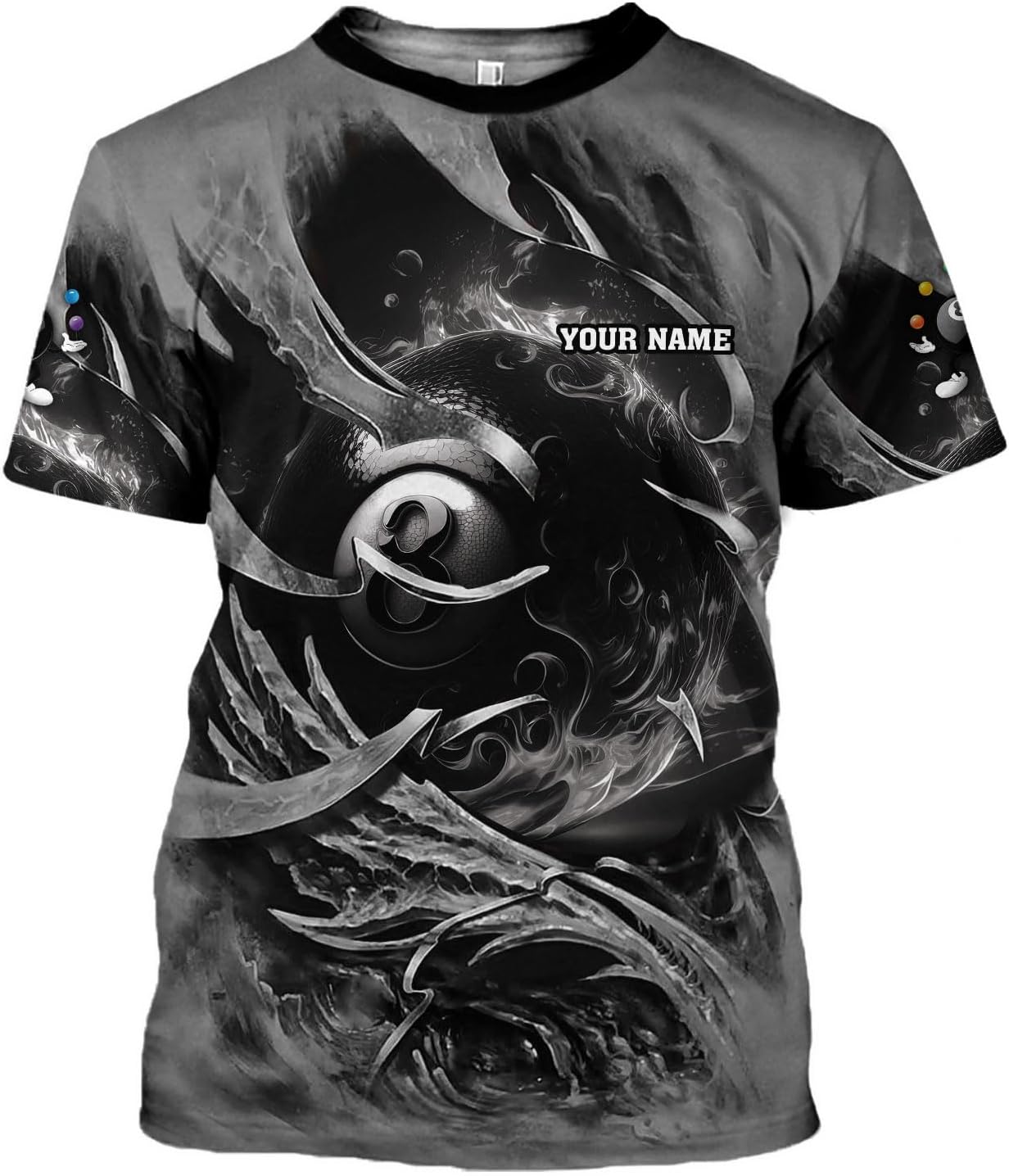 Custom 3D Billiard Shirt for Men Women Personalized Pool Player Team Apparel with 8 Ball Flag Design Gift to Billiard Lovers