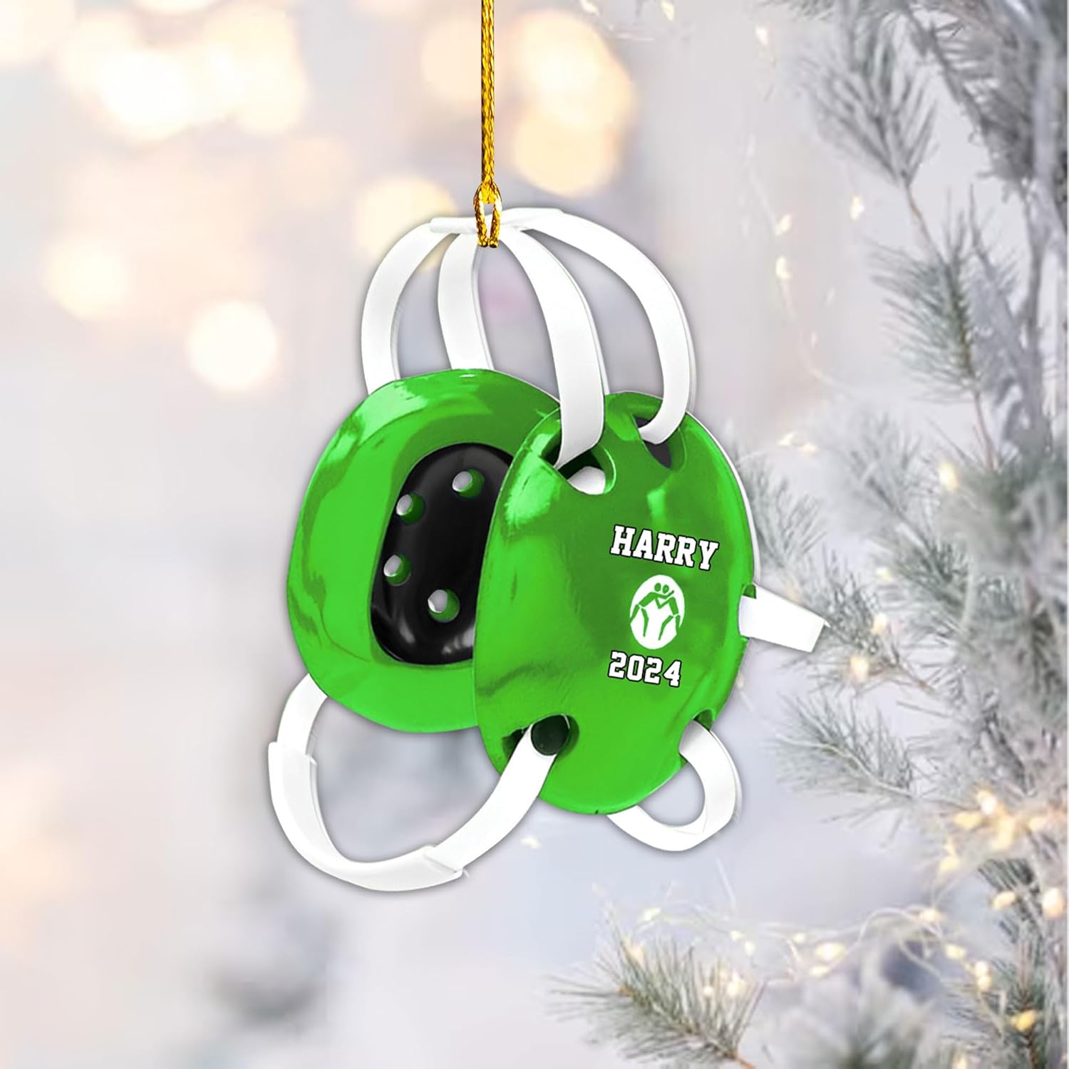 Artparel Personalized Wrestling Ornament Wrestling Helmet Ornaments Wrestling Christmas Ornament Gift for Wrestling Player Wrestling Christmas Tree Ornaments for Boys or Girls (Wrestling 2)