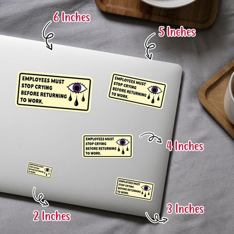 (3pcs) Employees Must Stop Crying Before Returning to Work Sticker, Employees Work Sticker, Workplace Crying Sticker Die-Cut Waterproof Vinyl Sticker Laptop Water Bottle Window Phone Helmet