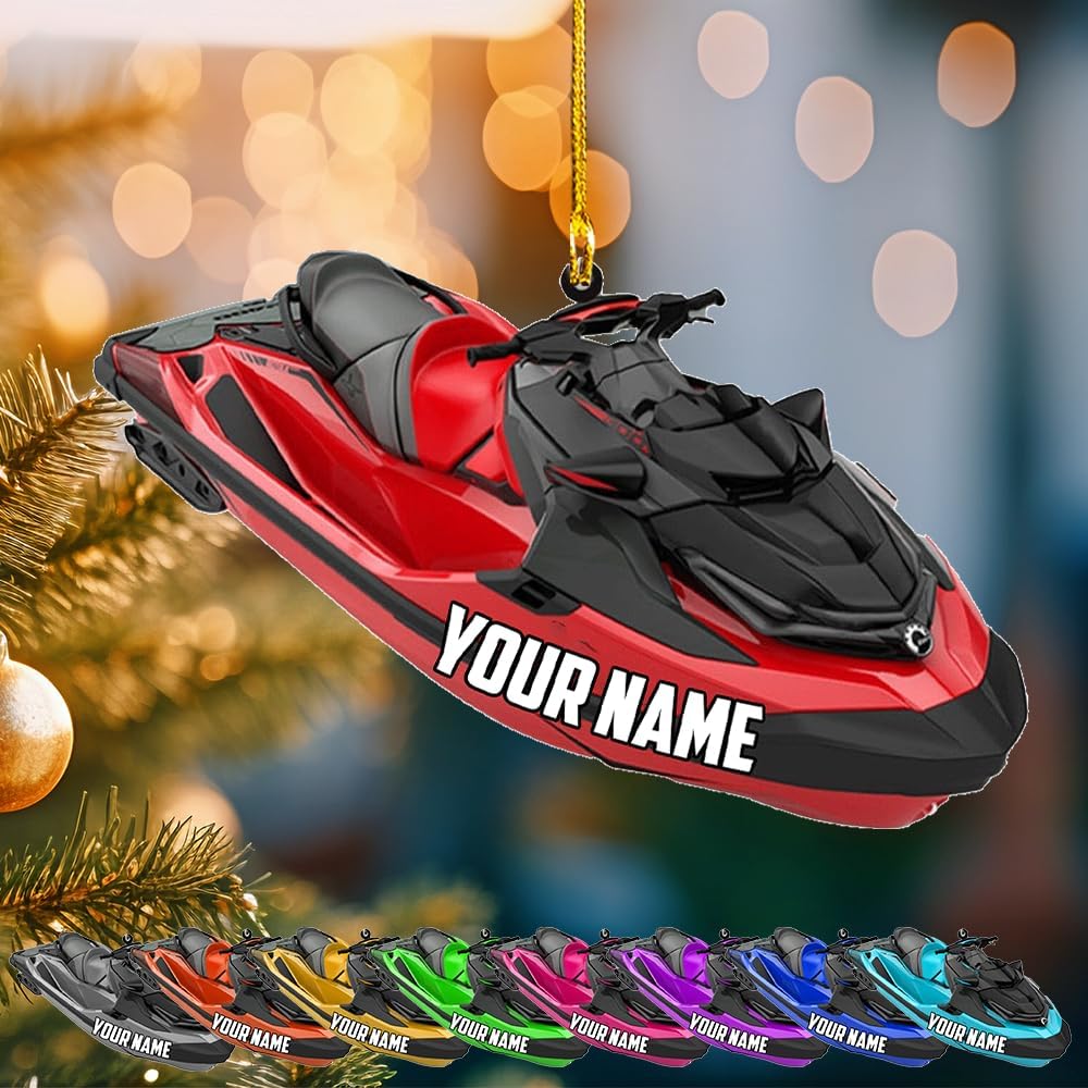 Podagree Personalized Pontoon Boat Ornament, Pontoon Christmas Ornament, Pontoon Boat Christmas Car Ornament, Pontoon Boat, Custom Pontoon String Light Ornament (WB9)