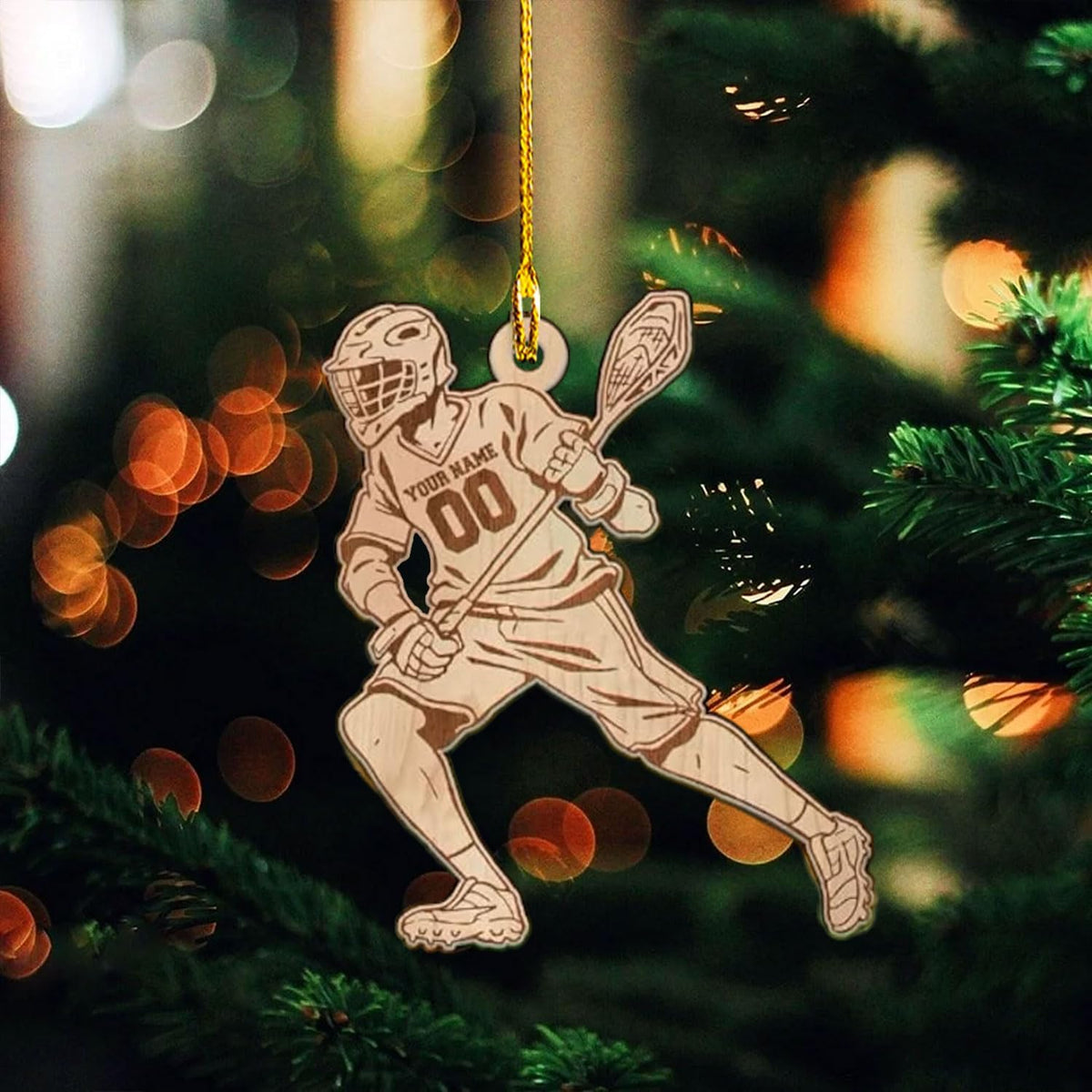 HomeDesign Personalized Lacrosse Ornament, Lacrosse Amor Shape Flat Ornament, Lacrosse Helmet Ornaments, Gifts for Lacrosse Lovers, Lacrosse Players, Lacrosse Christmas Ornament (LA 18)