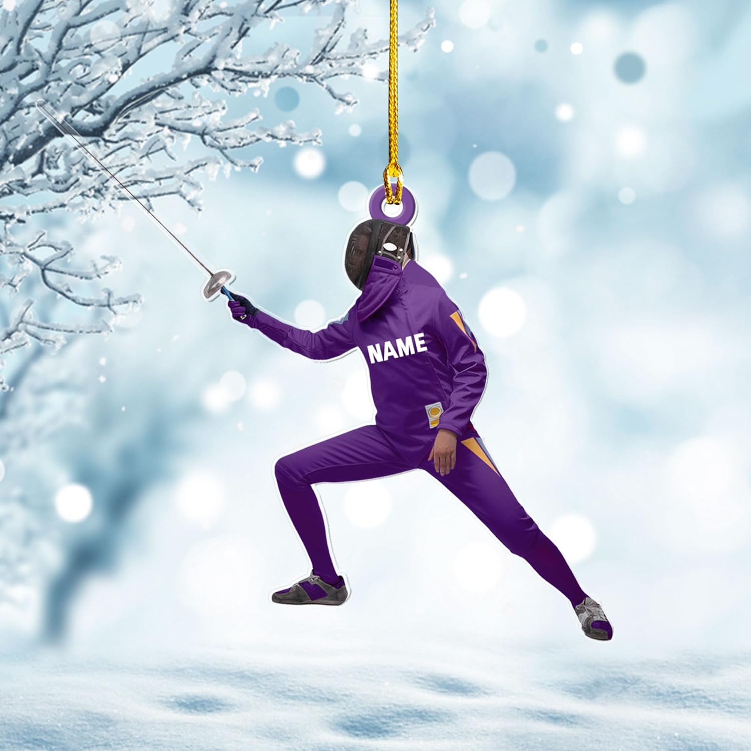 Royal Fight Personalized Fencing Ornament Fencing Christmas Ornament Fencing Gift, Fencing Christmas Tree Decor Fencer Ornament Gift for Christmas 2023 Fencer Fencing Ornament (Fencing 2)