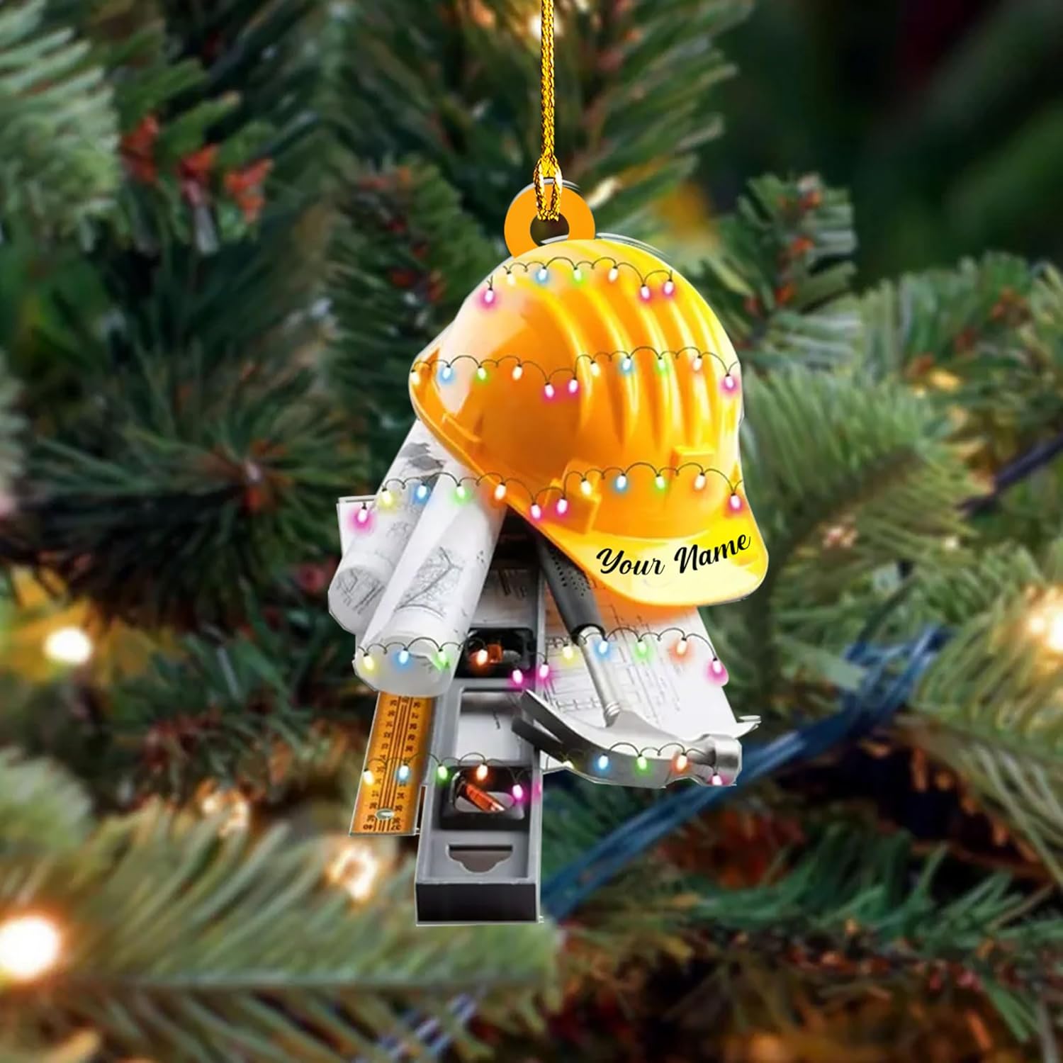 Personalized Construction Ornaments for Christmas Tree 2024, Construction Tree Ornaments Construction Ornament, Construction Tool Box Hard Hat Heavy Equipment Xmas Gift for Blue Collar Workers (W6)