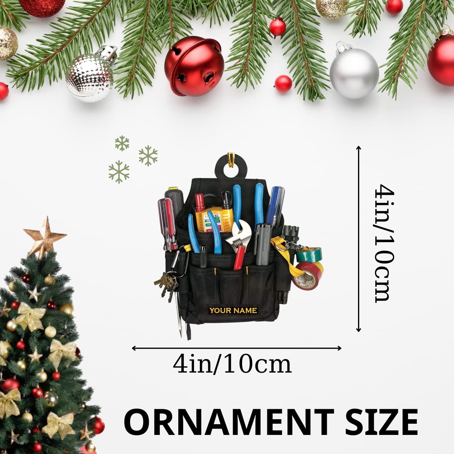 Artparel Personalized Electrician Ornament, Electrician Tool Bag Outfit Christmas Ornament, Electrician Gift Christmas Ornament, Gifts for Electrician Lovers, Electrician Outfit Christmas Ornament